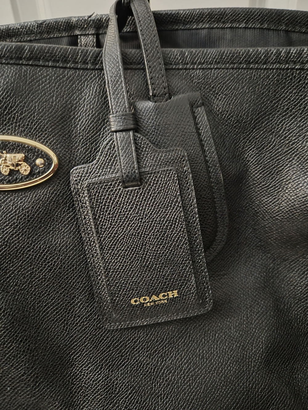 Coach Black Leather Tote Bag with Gold Logo - Picture 3 of 10